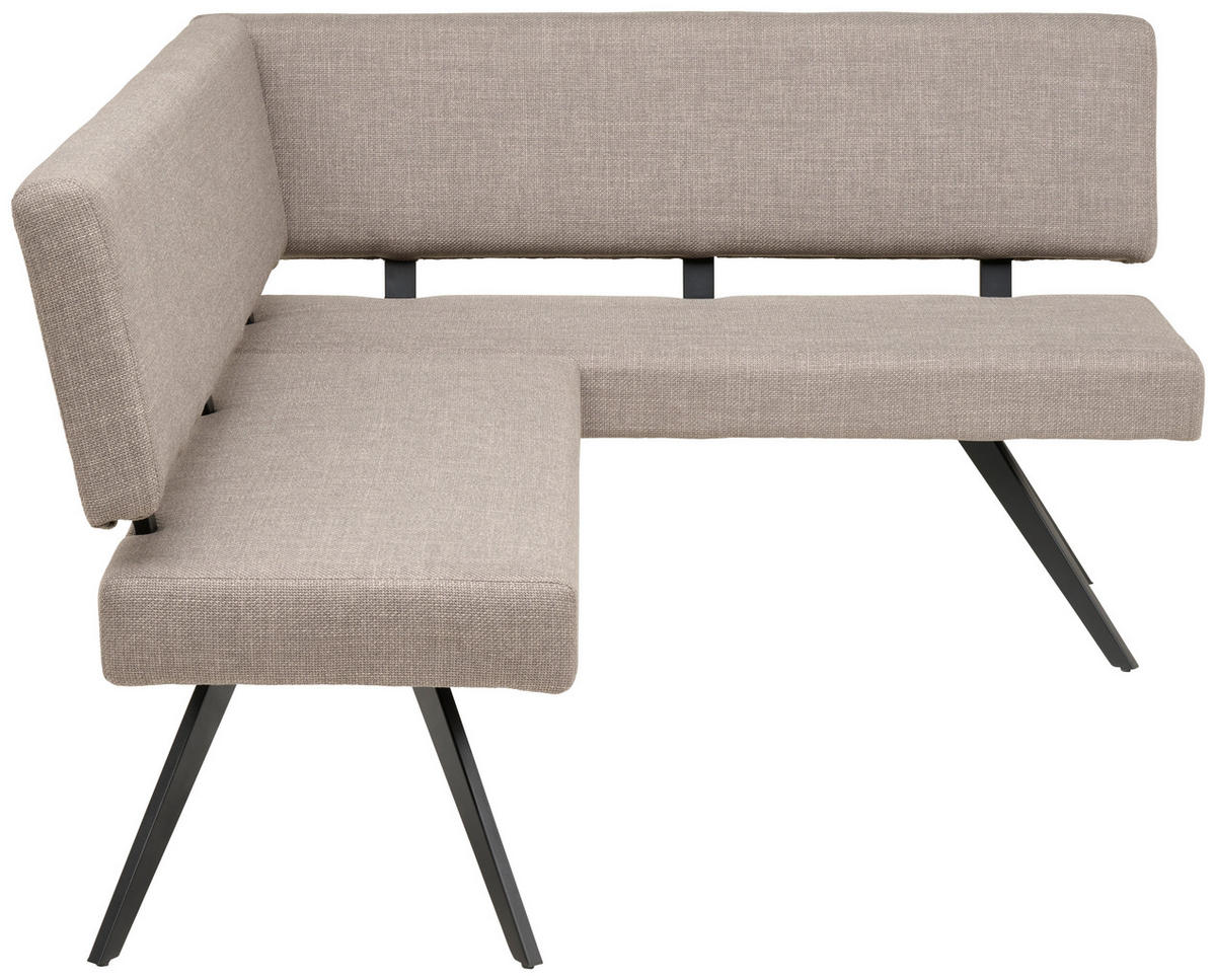 ECKBANK 150/190 cm Webstoff Hellgrau   - Hellgrau/Schwarz, KONVENTIONELL, Textil/Metall (150/190cm) - MID.YOU