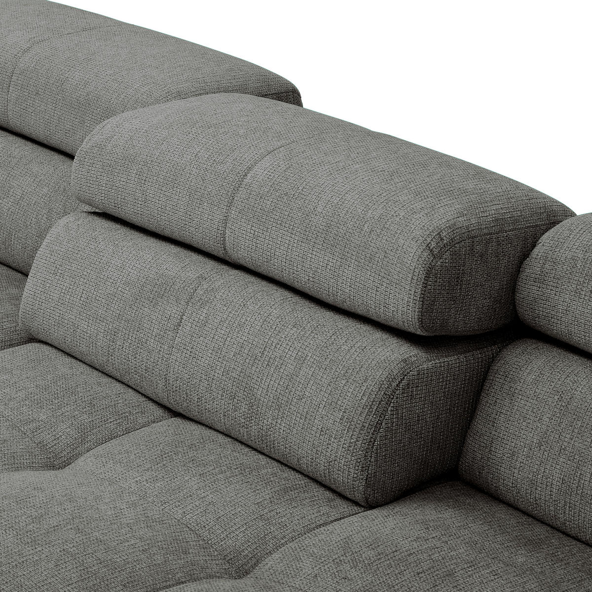 ECKSOFA in Flachgewebe Dunkelgrau  224/282 cm  - Chromfarben/Dunkelgrau, KONVENTIONELL, Textil/Metall (224/282cm) - Hom`in