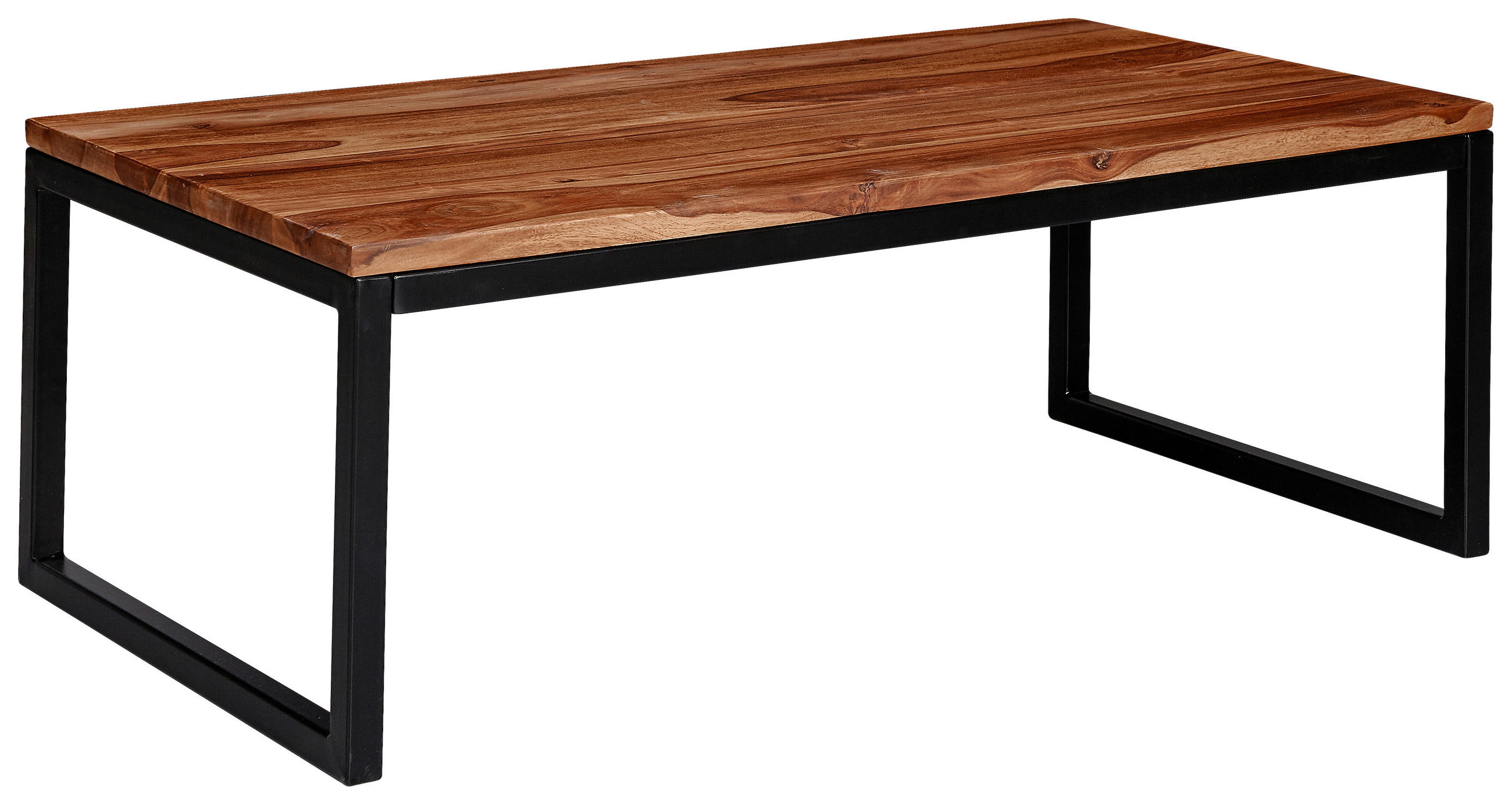 COUCHTISCH Sheesham massiv 110/60/40 cm rechteckig Sheeshamfarben  - Sheeshamfarben/Schwarz, KONVENTIONELL, Holz/Metall (110/60/40cm) - MID.YOU