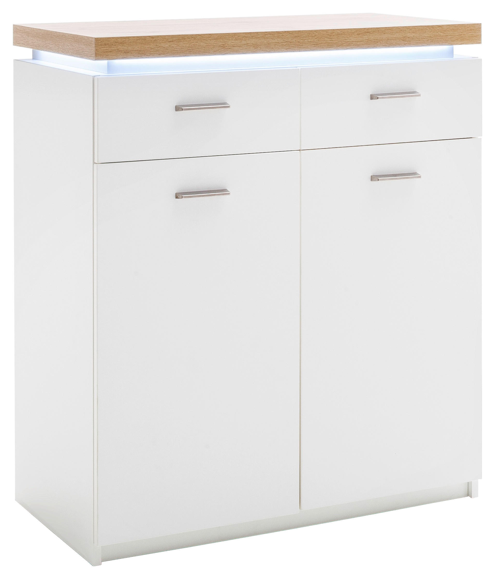 KOMMODE  in 85/98/44 cm  - Eichefarben/Weiß, Natur, Holzwerkstoff/Metall (85/98/44cm)