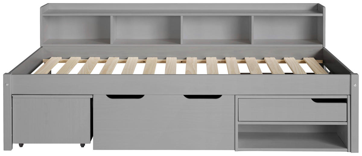 KREVET S PROSTOR. ZA ODLAGANJ   90/200 cm   siva  - siva/prirodne boje, Basics, drvni materijal/drvo (90/200cm) - MID.YOU