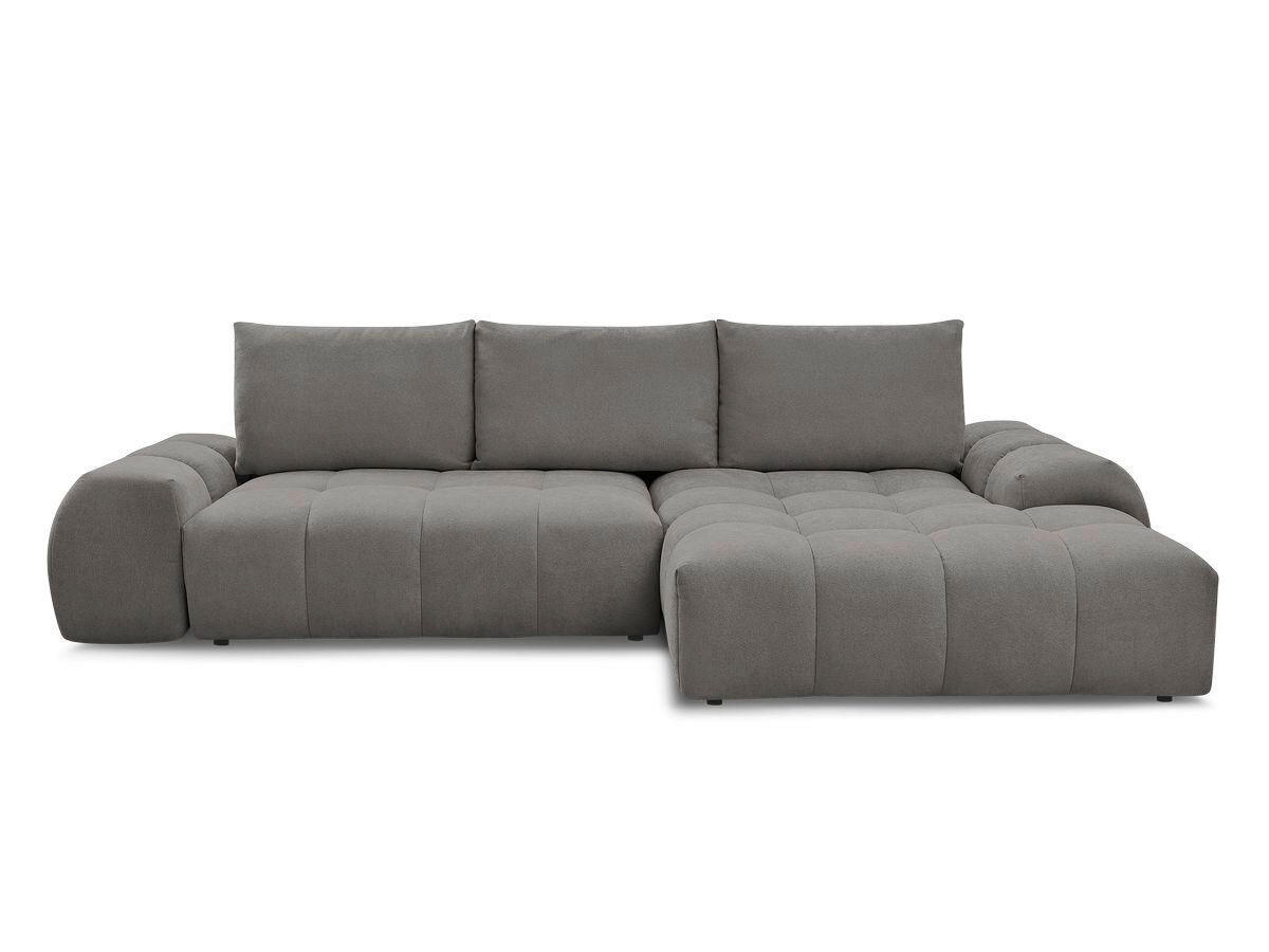 ECKSCHLAFSOFA EVEREST  mit Rücken echt, Armteil links, Armteil rechts Struktur Dunkelgrau  - Dunkelgrau/Schwarz, MODERN, Kunststoff/Textil (318/180cm) - Livetastic