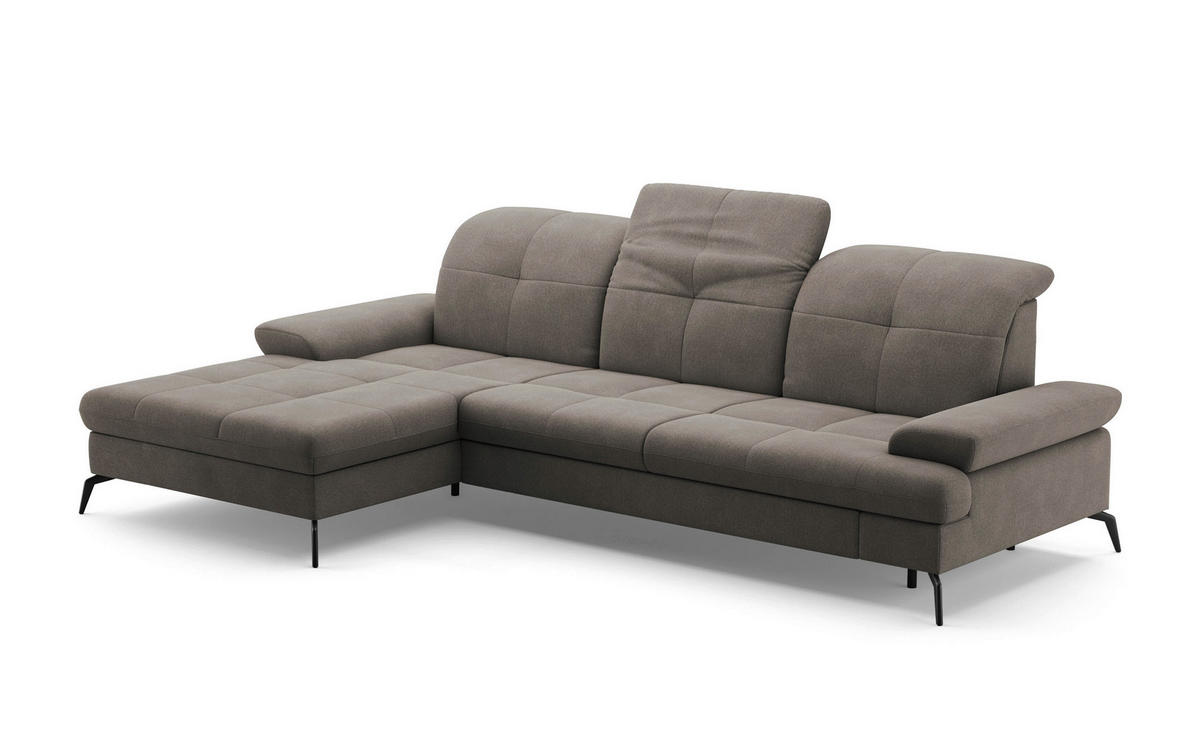 ECKSOFA in Flachgewebe Schlammfarben  - Schlammfarben/Schwarz, Konventionell, Textil/Metall (185/279cm) - Sit & More