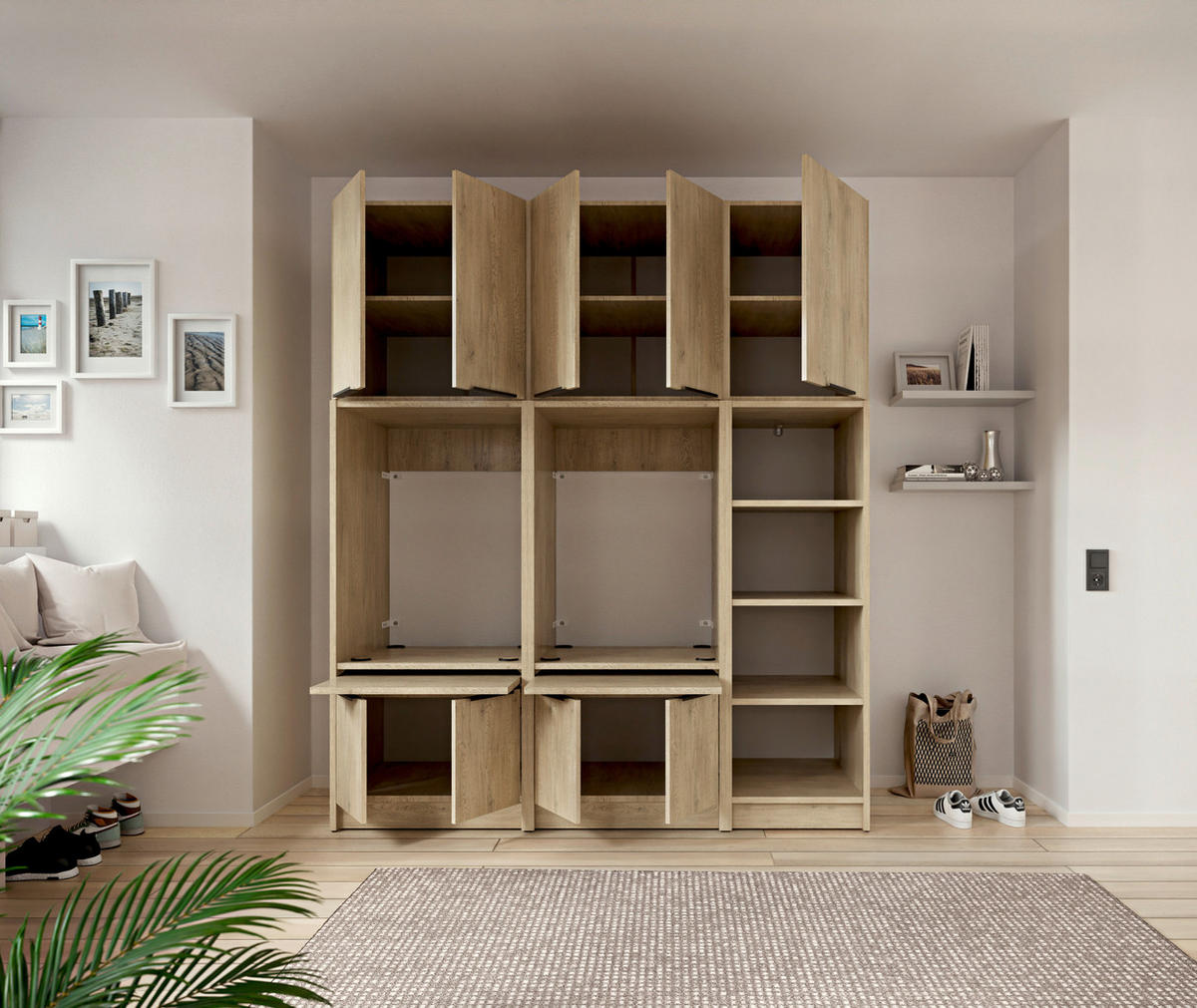 MEHRZWECKSCHRANK 50/150/68 cm  - Eichefarben/Schwarz, Basics, Holzwerkstoff/Kunststoff (50/150/68cm) - MID.YOU