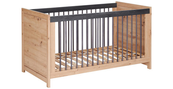 GITTERBETT Benton 145/76,50/80 cm - Eichefarben/Dunkelgrau, Natur, Holz/Holzwerkstoff (145/76,50/80cm) - My Baby Lou