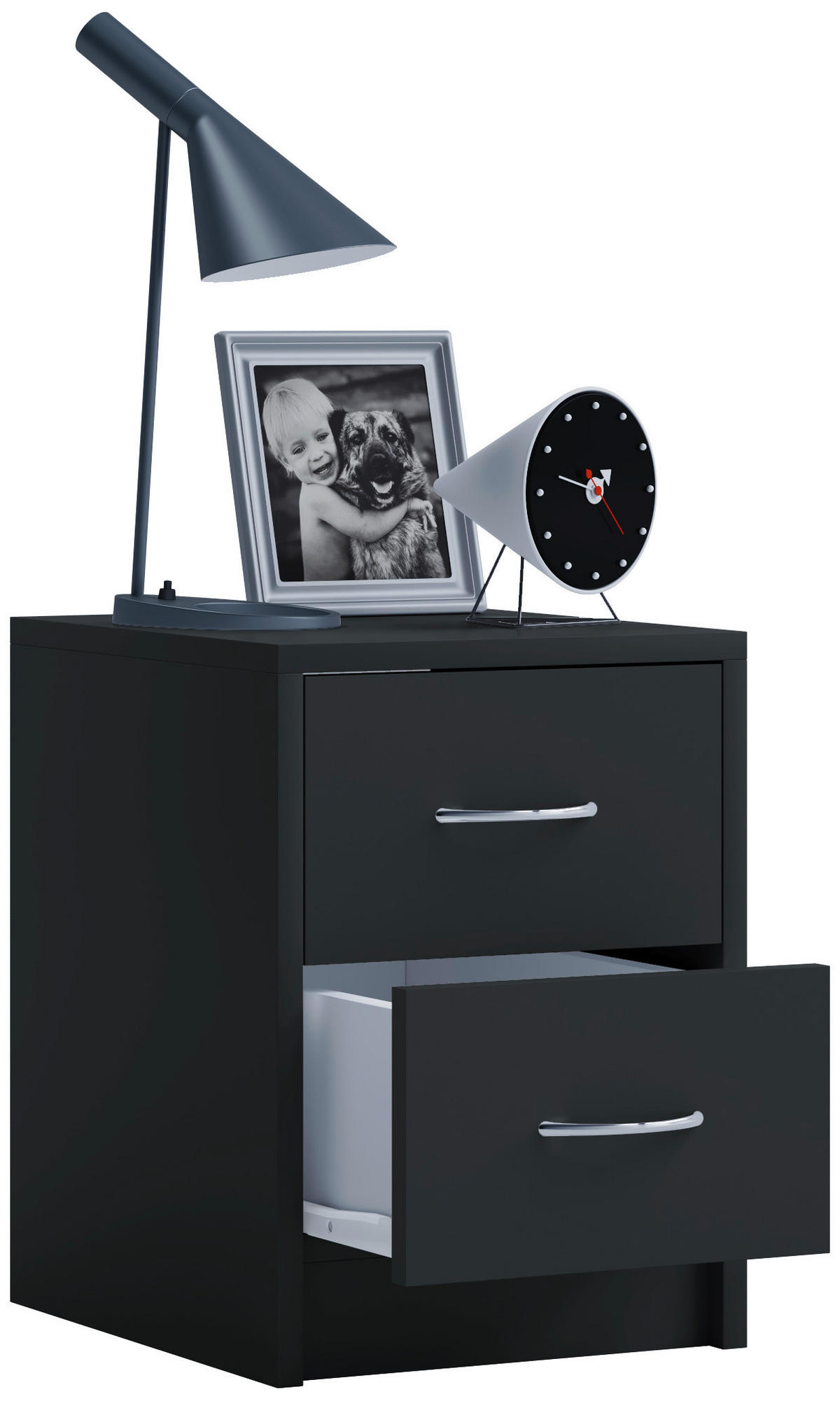 NACHTSCHRANK 35/40/35 cm  - Alufarben/Schwarz, Basics, Holzwerkstoff (35/40/35cm) - MID.YOU