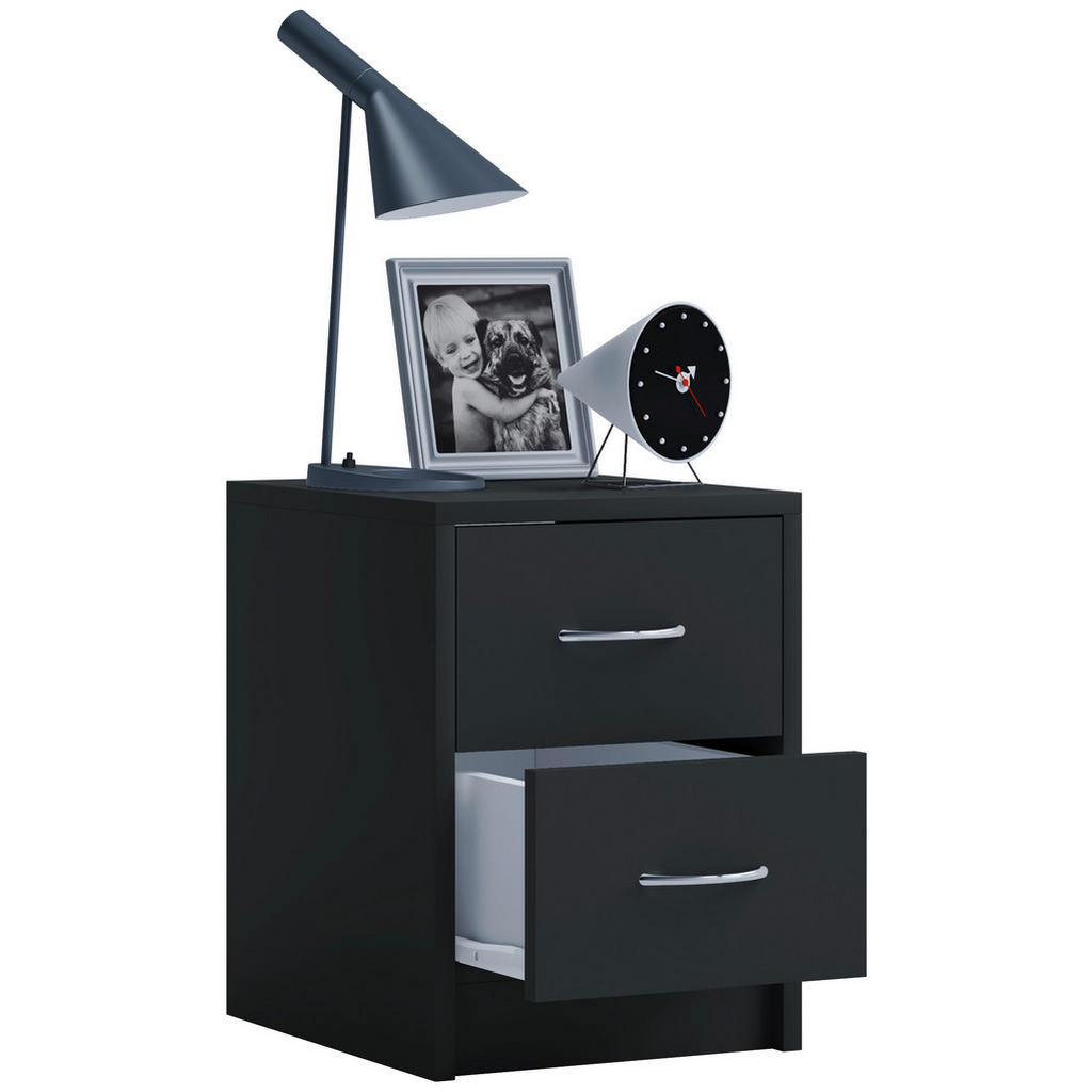 Nachtkästchen Schwarz H: 40 Cm Boxal Min