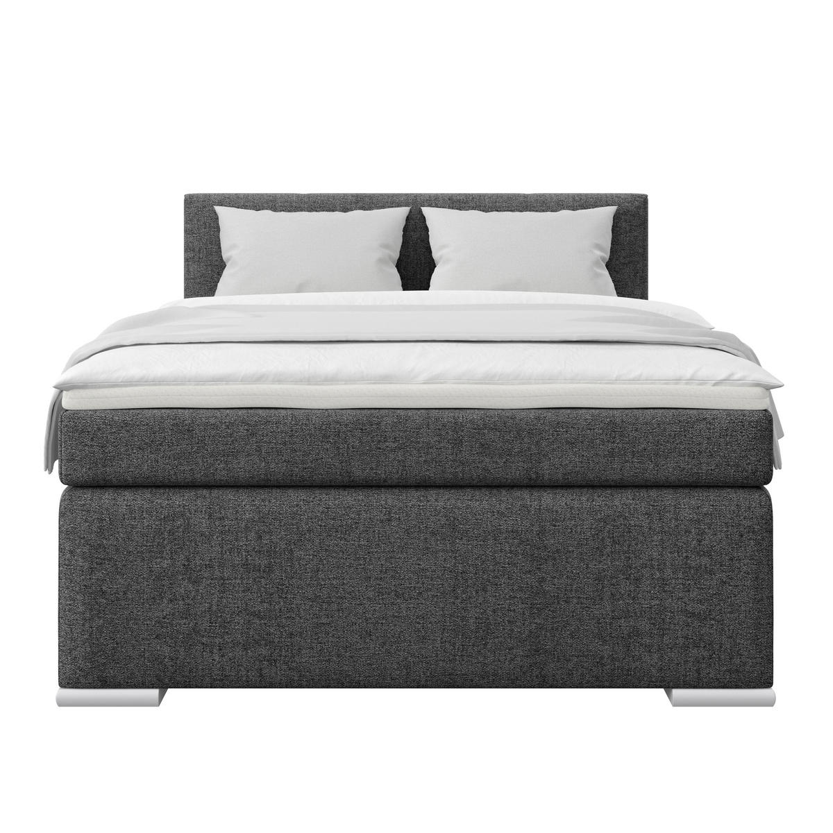 BOXSPRINGBETT 120/200 cm  in Graphitfarben  - Alufarben/Graphitfarben, Basics, Kunststoff/Textil (120/200cm) - Boxxx