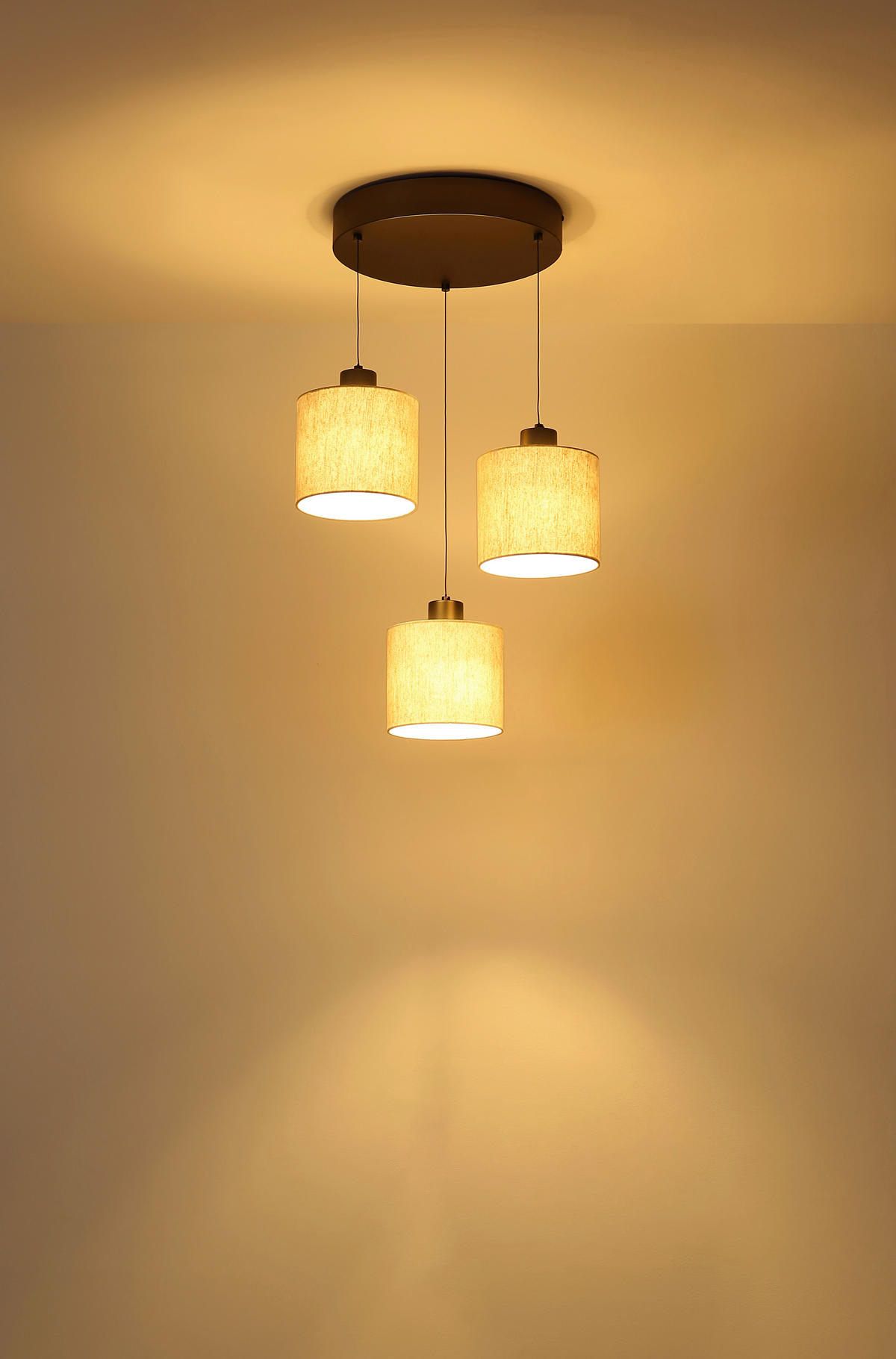 ZÁVĚSNÉ LED SVÍTIDLO, 49/80-180 cm  - černá/krémová, Design, kov/textil (49/80-180cm) - Globo