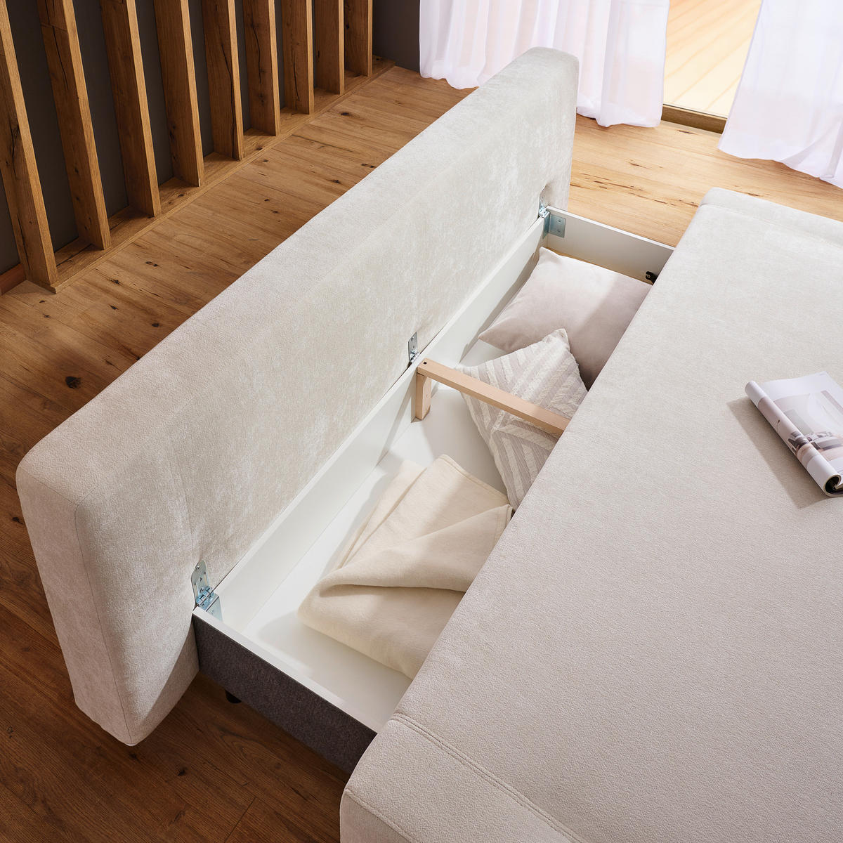 SCHLAFSOFA in Textil Creme  - Creme/Naturfarben, Design, Holz/Textil (211/88/102cm) - Niels Andersson