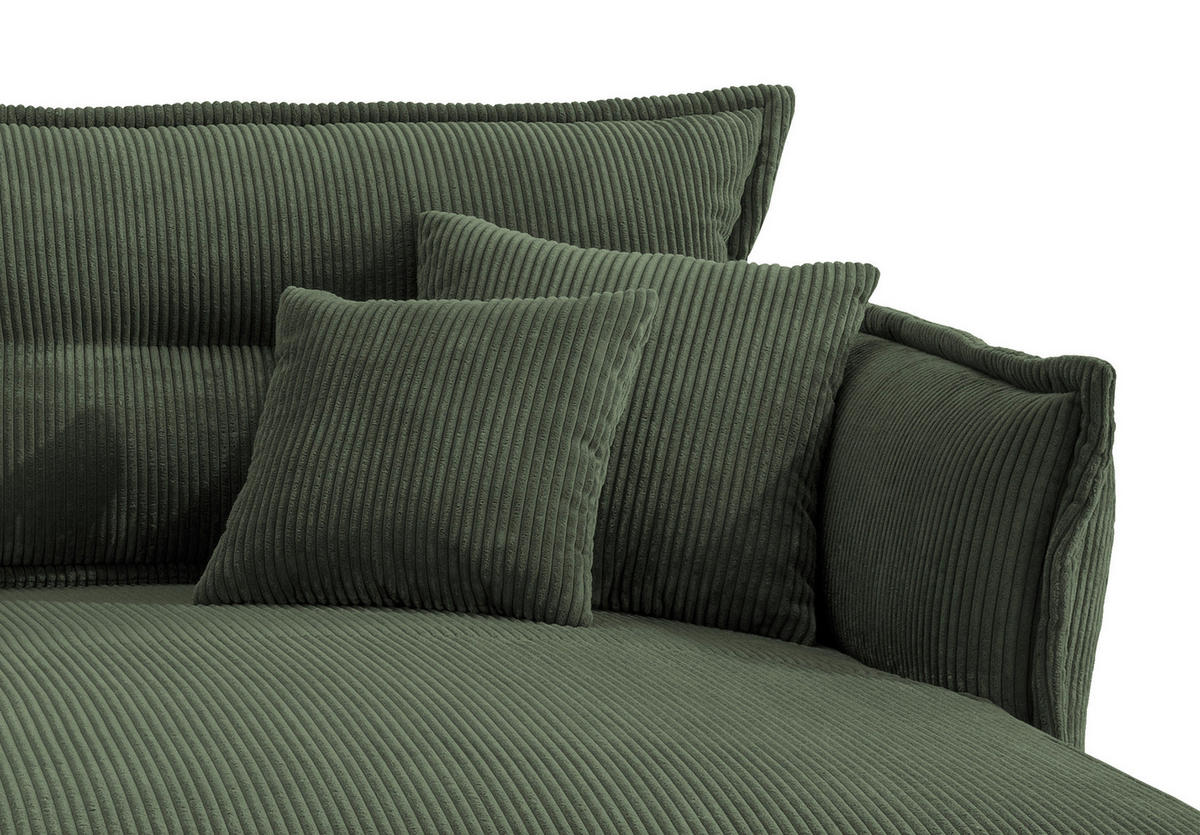 ECKSOFA in Cord Grün  - Schwarz/Grün, Modern, Textil/Metall (255/180cm) - Livetastic