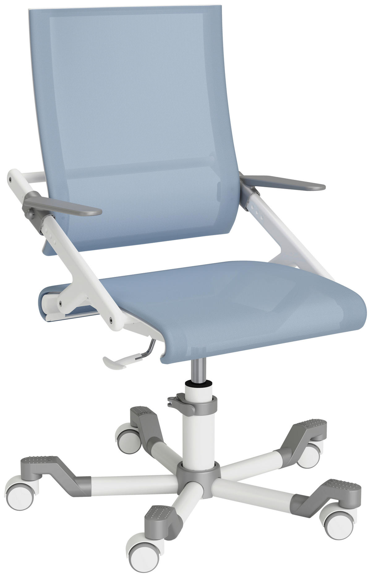 JUGENDDREHSTUHL  in Netzbespannung Silberfarben, Weiß, Hellblau  - Silberfarben/Weiß, Basics, Kunststoff/Textil (54/86-100/54cm) - Paidi