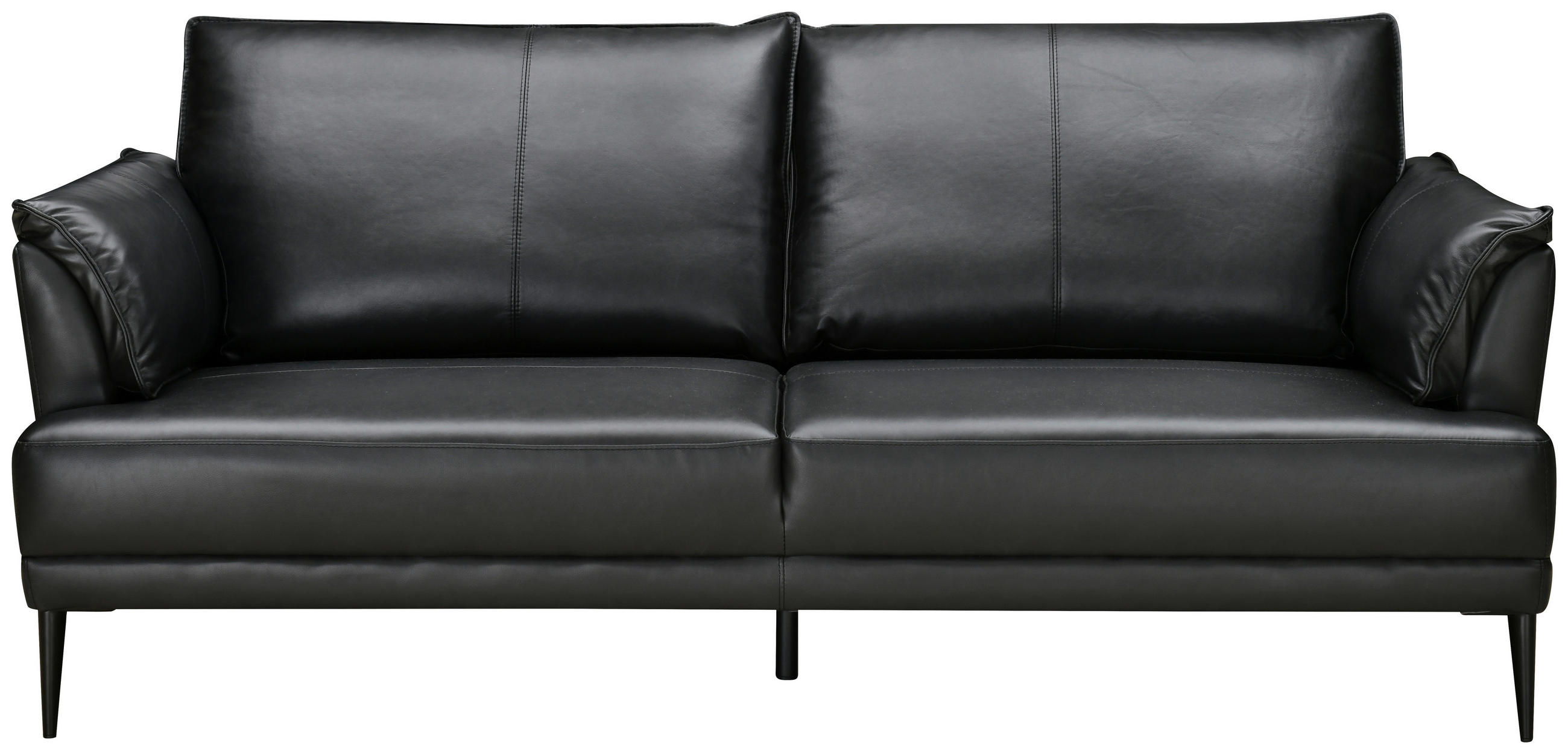 2-SITZER-SOFA Schwarz Echtleder Lederlook  - Schwarz, Design, Leder/Holz (195/87/90cm) - MID.YOU