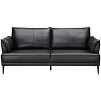 2-SITZER-SOFA Schwarz Echtleder Lederlook  - Schwarz, Design, Leder/Holz (195/87/90cm) - MID.YOU