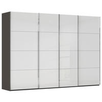 SCHWEBETÜRENSCHRANK 316/235/68 cm 4-türig Graphitfarben, Weiß  - Chromfarben/Graphitfarben, Design, Glas/Holzwerkstoff (316/235/68cm) - Novel