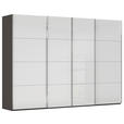 SCHWEBETÜRENSCHRANK 316/235/68 cm 4-türig Graphitfarben, Weiß  - Chromfarben/Graphitfarben, Design, Glas/Holzwerkstoff (316/235/68cm) - Novel
