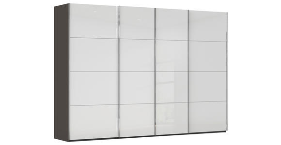 SCHWEBETÜRENSCHRANK 316/235/68 cm 4-türig Graphitfarben, Weiß  - Chromfarben/Graphitfarben, Design, Glas/Holzwerkstoff (316/235/68cm) - Novel