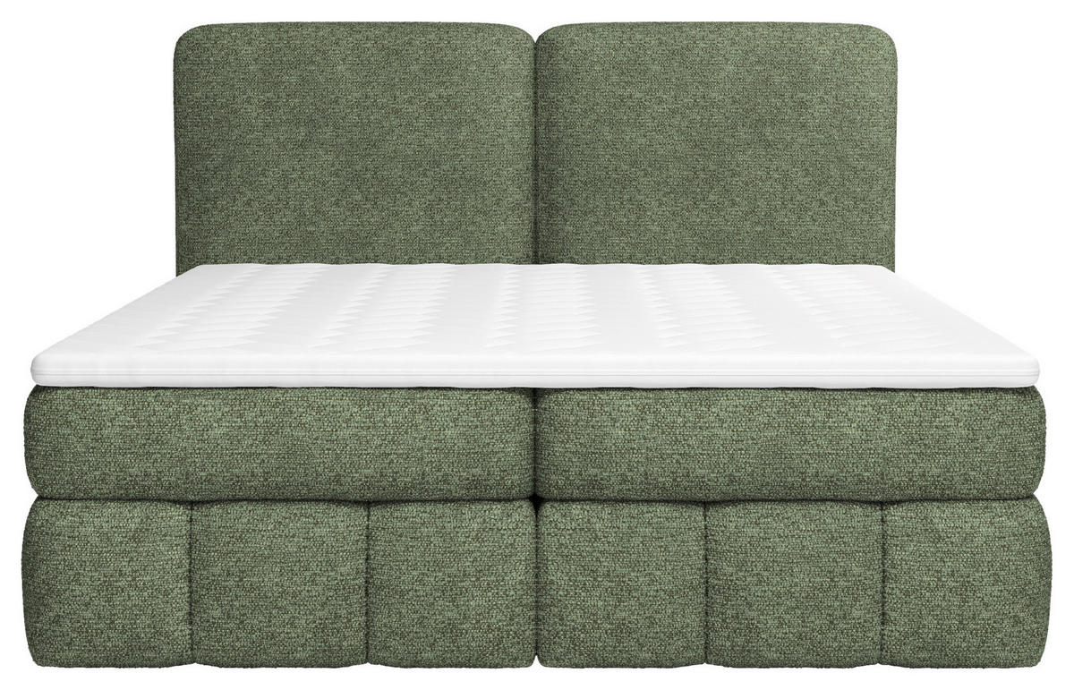 BOXBETT 140/200 cm,  in Dunkelgrün, Bettkasten, Topper, Matratzen, H3 = fest  - Dunkelgrün/Schwarz, KONVENTIONELL, Kunststoff/Textil (140/200cm) - Carryhome
