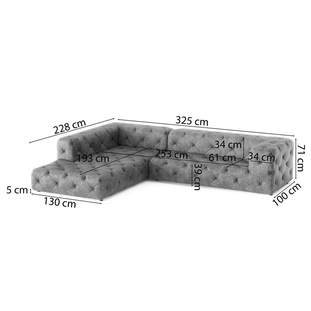ECKSOFA Fresco in Lederlook Anthrazit  325/228 cm  - Anthrazit/Schwarz, Design, Kunststoff/Textil (325/228cm) - P & B