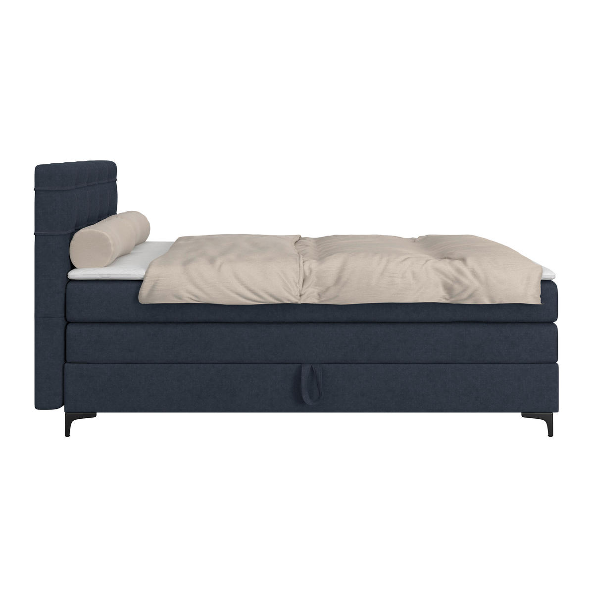 BOXSPRINGBETT 160/200 cm,  in Dunkelblau, H3 = fest  - Schwarz/Dunkelblau, KONVENTIONELL, Kunststoff/Textil (160/200cm)