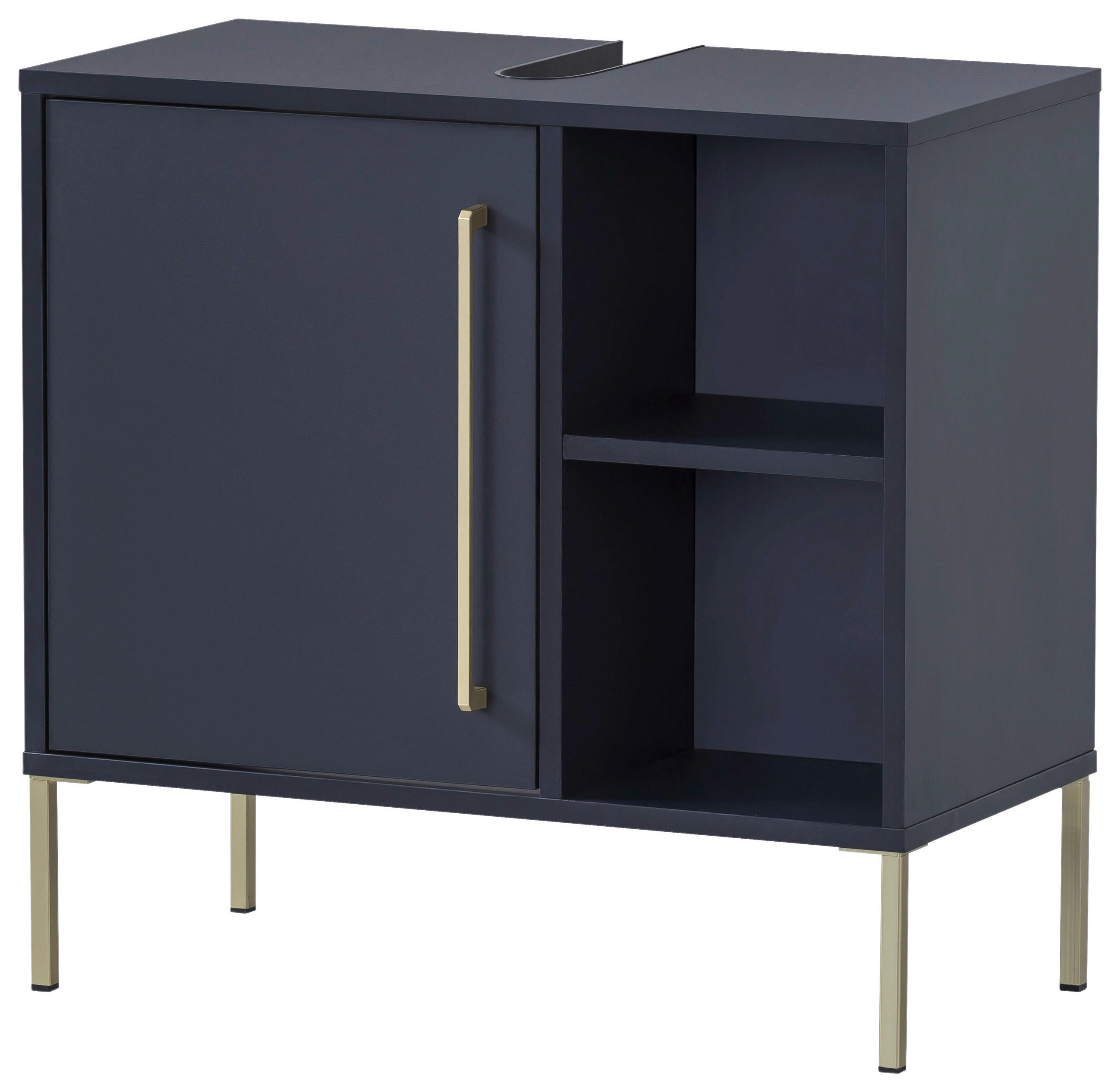 Stylife Waschbeckenunterschrank Kent Gold, Dunkelblau 65.3x63.3x33.1 cm