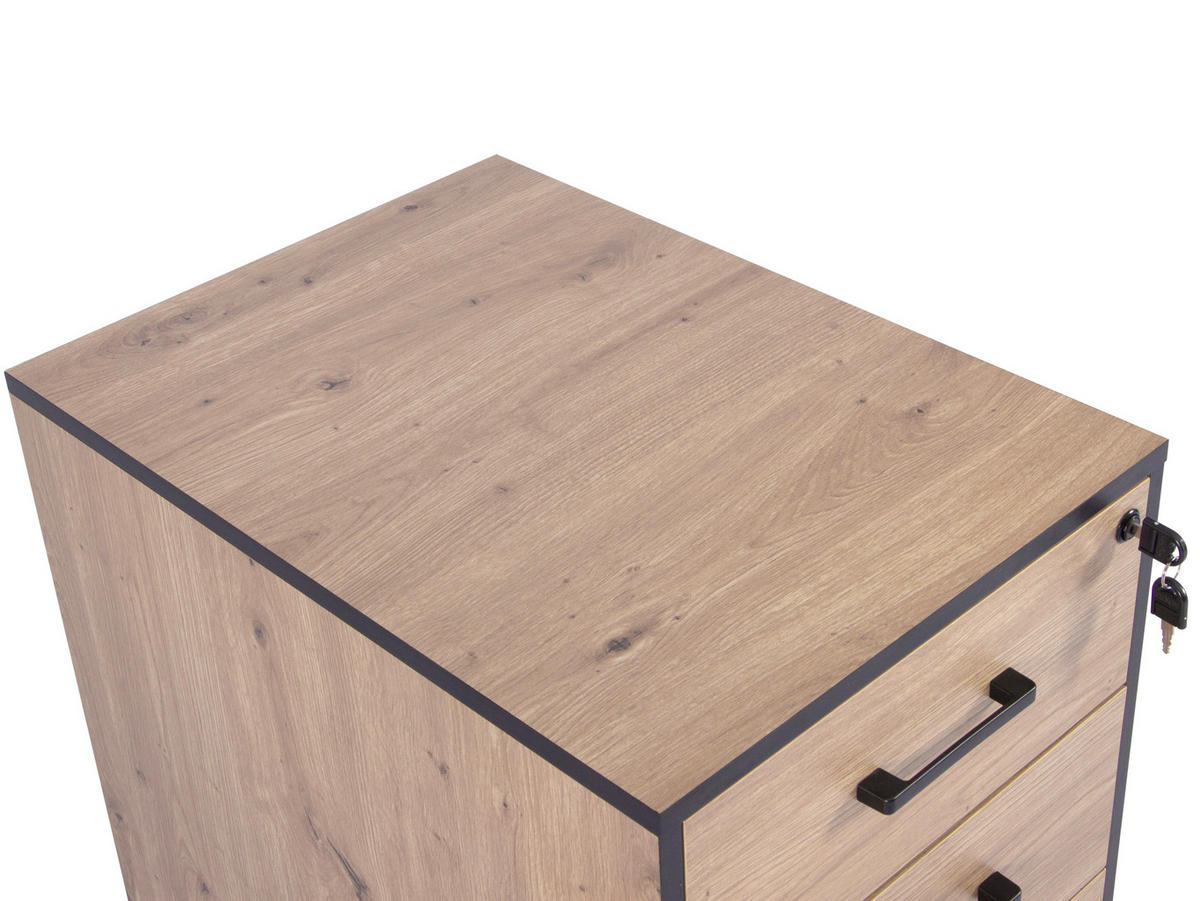 ROLLCONTAINER 43/56/60 cm  - Schwarz/Eiche Artisan, MODERN, Holzwerkstoff/Kunststoff (43/56/60cm) - Livetastic