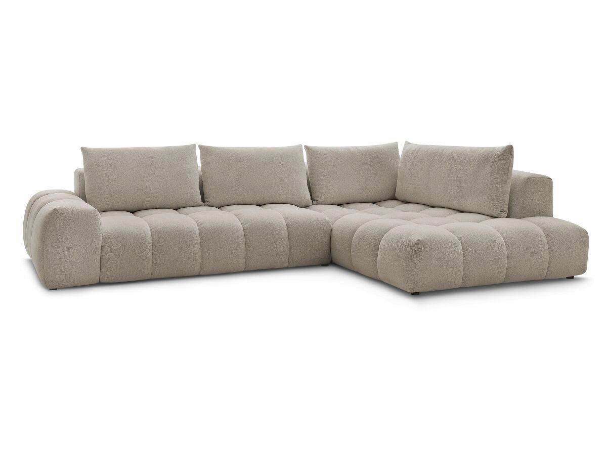 ECKSOFA Ottomane rechts  EVEREST Taupe Flachgewebe  - Taupe/Schwarz, MODERN, Kunststoff/Textil (352/210cm)
