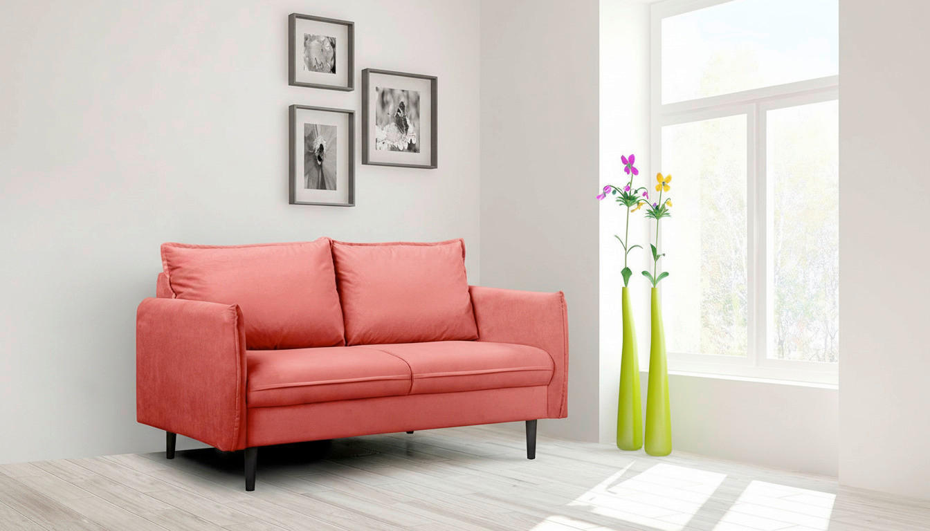2-SITZER-SOFA Samt Rot  - Rot/Schwarz, Design, Holz/Textil (138/86/100cm) - P & B