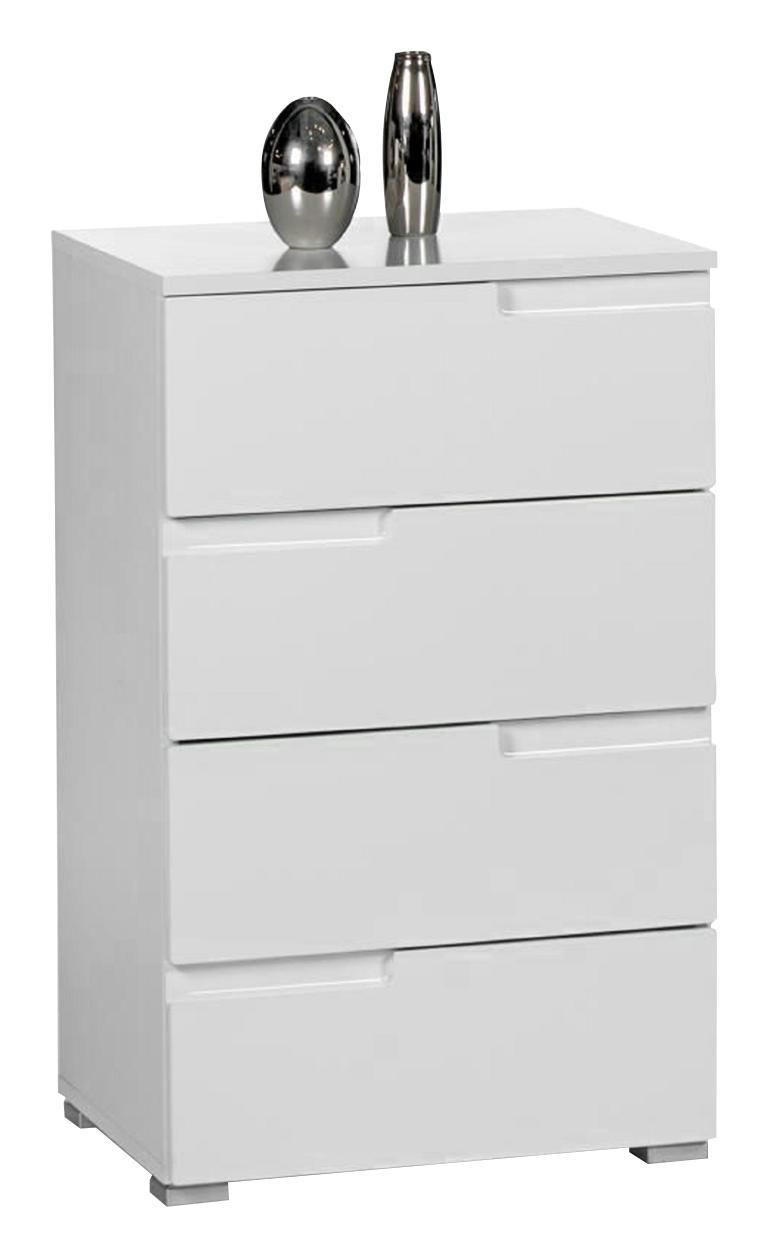 KOMMODE Spice  in 50/80/40 cm  - Weiß Hochglanz/Silberfarben, Design, Holzwerkstoff/Kunststoff (50/80/40cm) - Carryhome