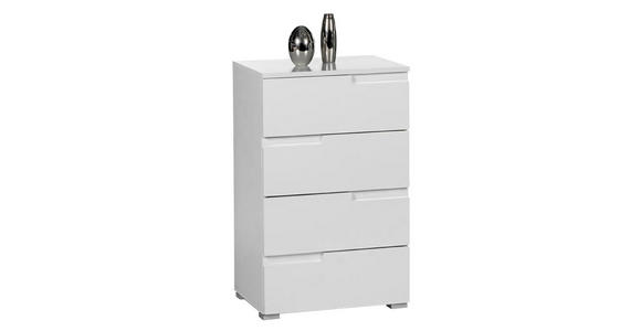 KOMMODE Spice in 50/80/40 cm - Weiß Hochglanz/Silberfarben, Design, Holzwerkstoff/Kunststoff (50/80/40cm) - Carryhome