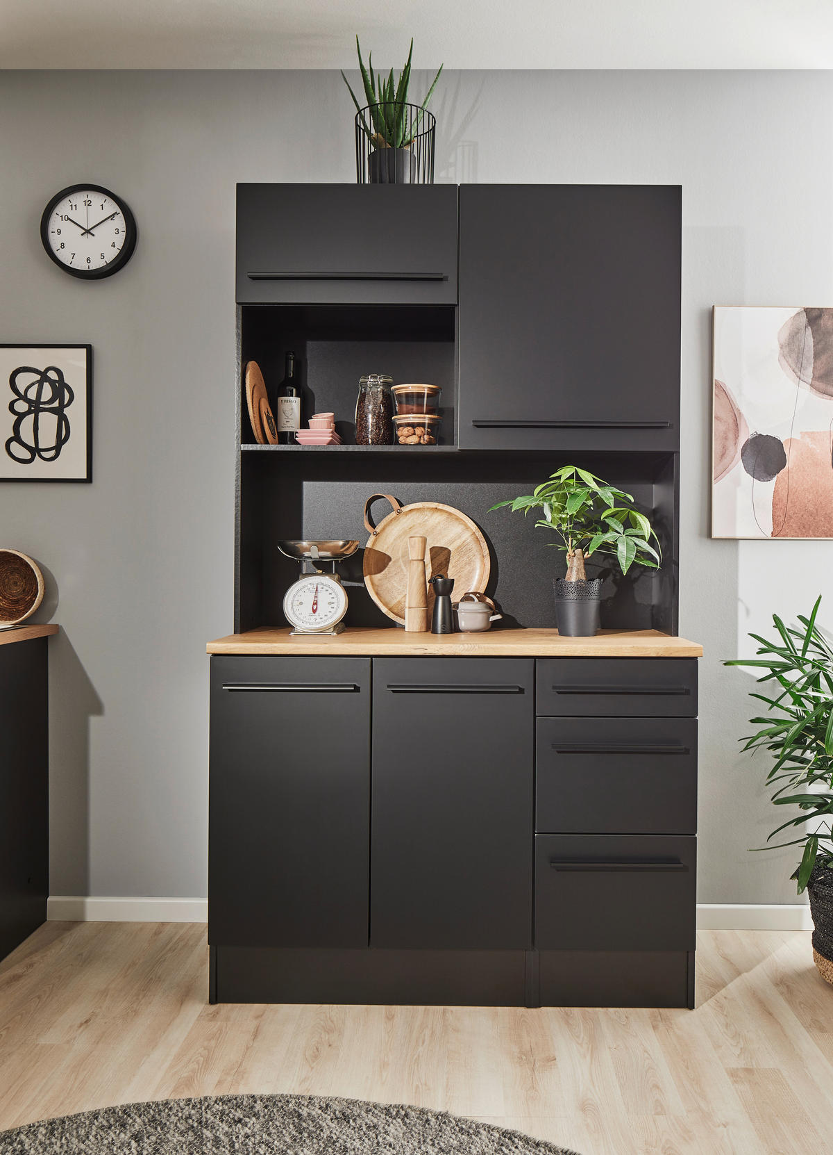 BUFFET 120/211/60 cm  in Eichefarben, Schwarz  - Eichefarben/Schwarz, LIFESTYLE, Holzwerkstoff/Kunststoff (120/211/60cm) - MID.YOU