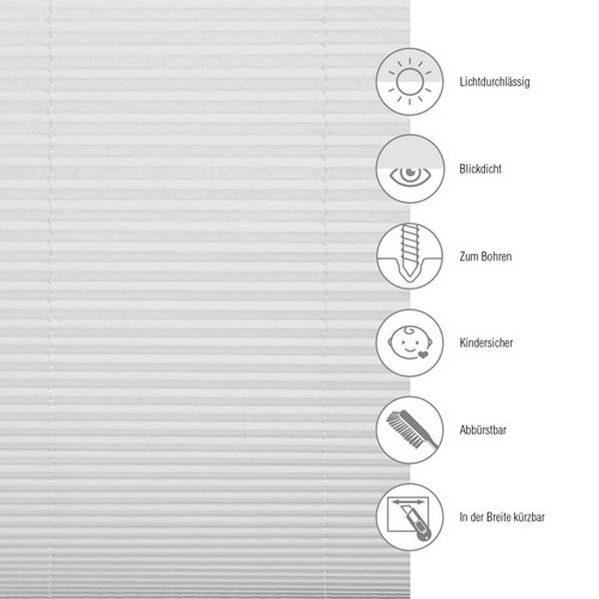 PLISSEE  blickdicht  70/130 cm    - Weiß, Basics, Textil (70/130cm) - Schöner Wohnen