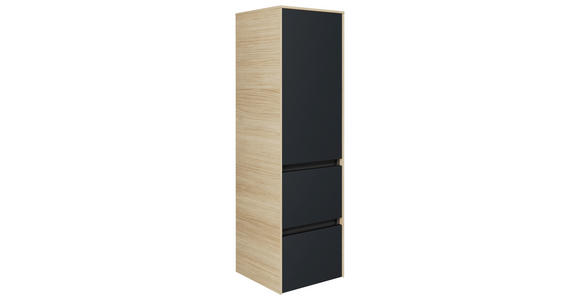 MIDISCHRANK 37/121/33 cm  - Eichefarben/Schwarz, MODERN, Glas/Holzwerkstoff (37/121/33cm) - Dieter Knoll