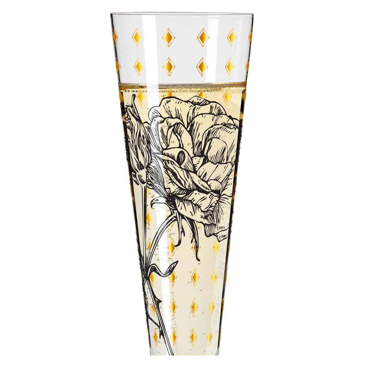 CHAMPAGNERGLAS 205 ml  - Goldfarben/Schwarz, LIFESTYLE, Glas (7,2/7,2/24,0cm) - Ritzenhoff