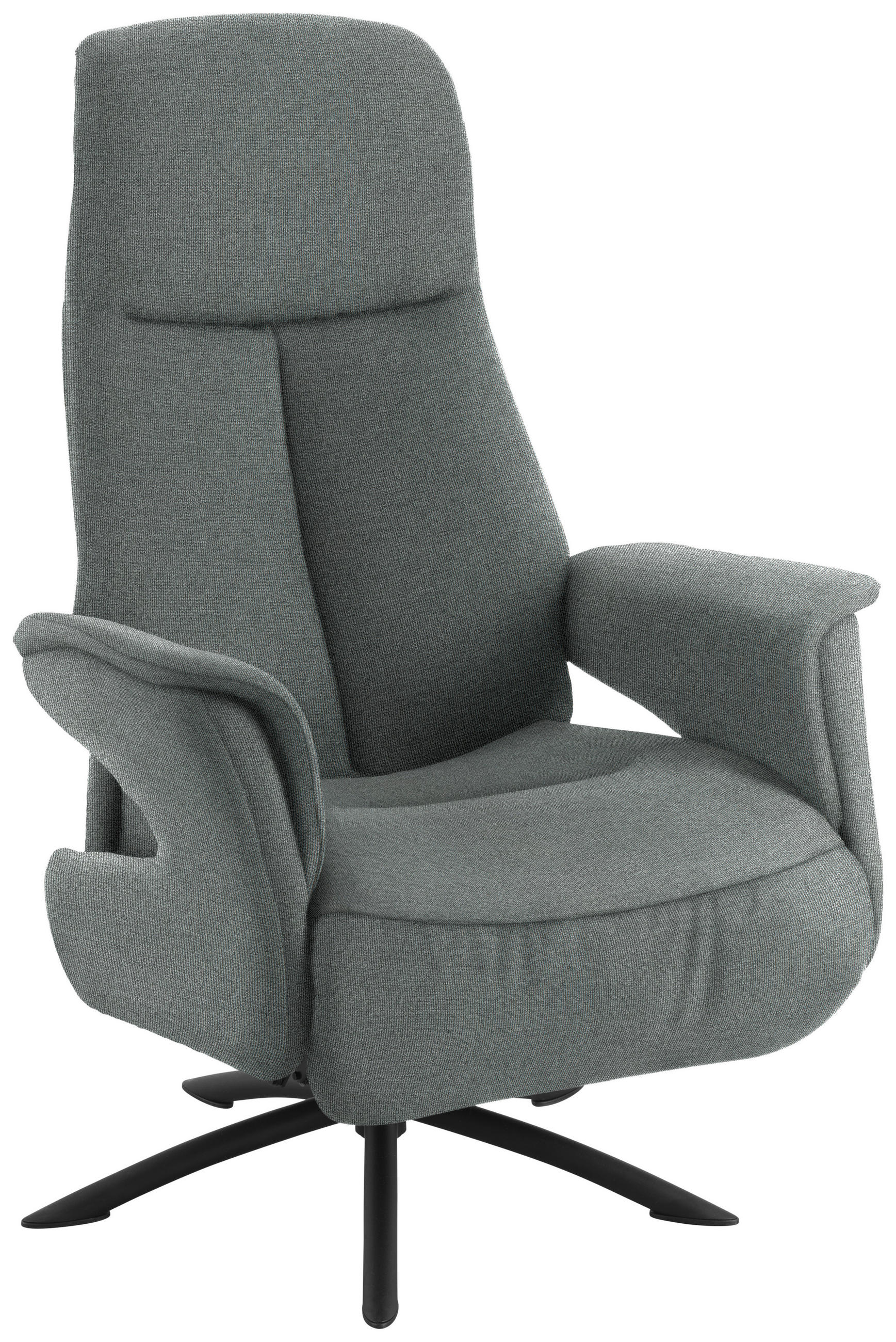 RELAXSESSEL Webstoff Relaxfunktion, Kopfteilverstellung    - Blaugrau/Schwarz, Design, Textil/Metall (73/108/86cm) - Welnova