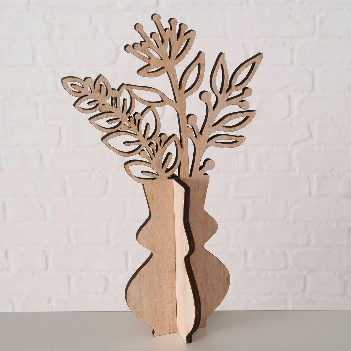 DEKOBLUME - Dunkelbraun/Hellgelb, Natur, Holz (15/8/25cm)