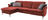 ECKSOFA Rot Lederlook (vegan)  - Rot/Nickelfarben, MODERN, Textil/Metall (179/263cm) - Livetastic