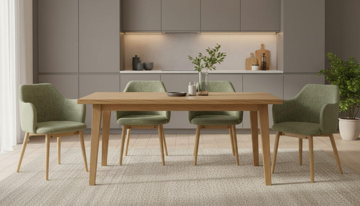 ARMLEHNSTUHL   Leinenoptik  Naturfarben, Olivgrün  - Olivgrün/Naturfarben, Modern, Holz/Textil (55/82/57cm) - Livetastic