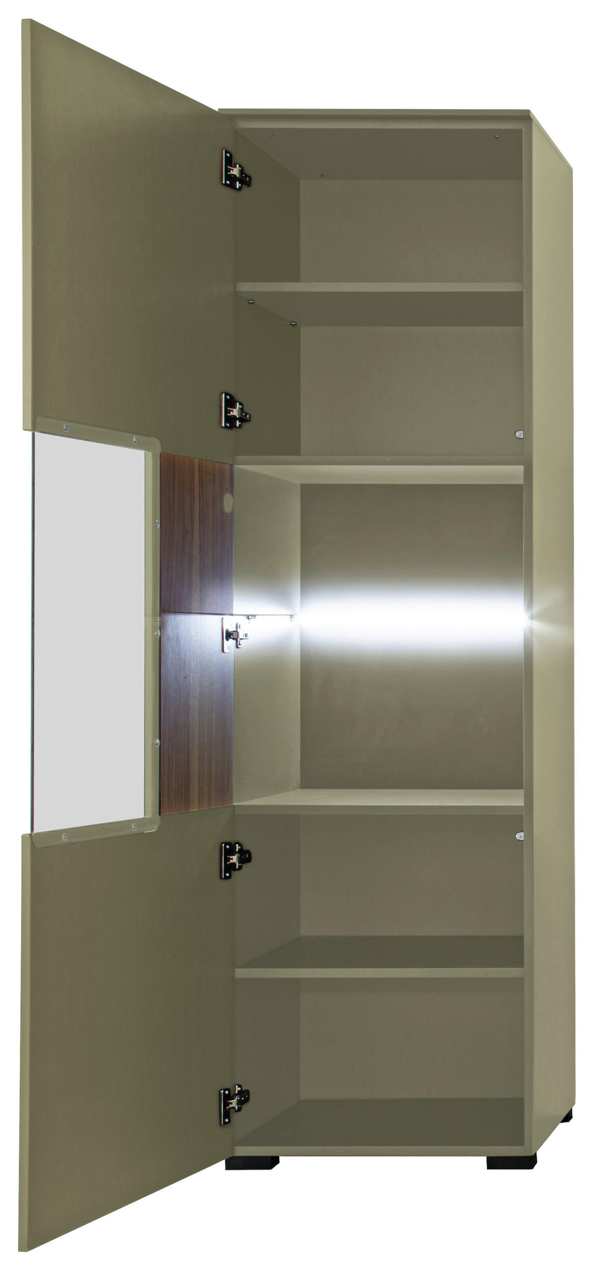 VITRINE Nussbaumfarben, Schilfgrün  60/200/45 cm  - Schilfgrün/Nussbaumfarben, Design, Glas/Holz (60/200/45cm) - Moderano