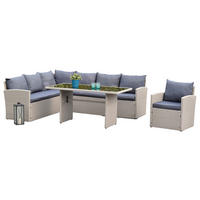 GARTENSET Stahl  - Grau, MODERN, Kunststoff/Textil - Gardenson