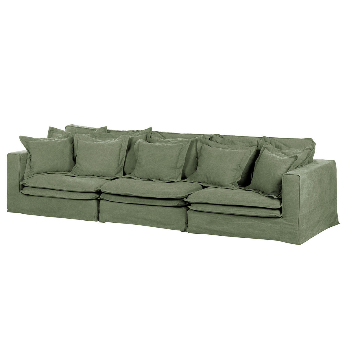 BIGSOFA STELLA in Webstoff Olivgrün  - Schwarz/Olivgrün, Design, Kunststoff/Textil (338/90/119cm) - P & B