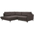 ECKSOFA in Flachgewebe, Leinenoptik Braun  - Schwarz/Braun, Design, Textil/Metall (208/247cm) - Xora