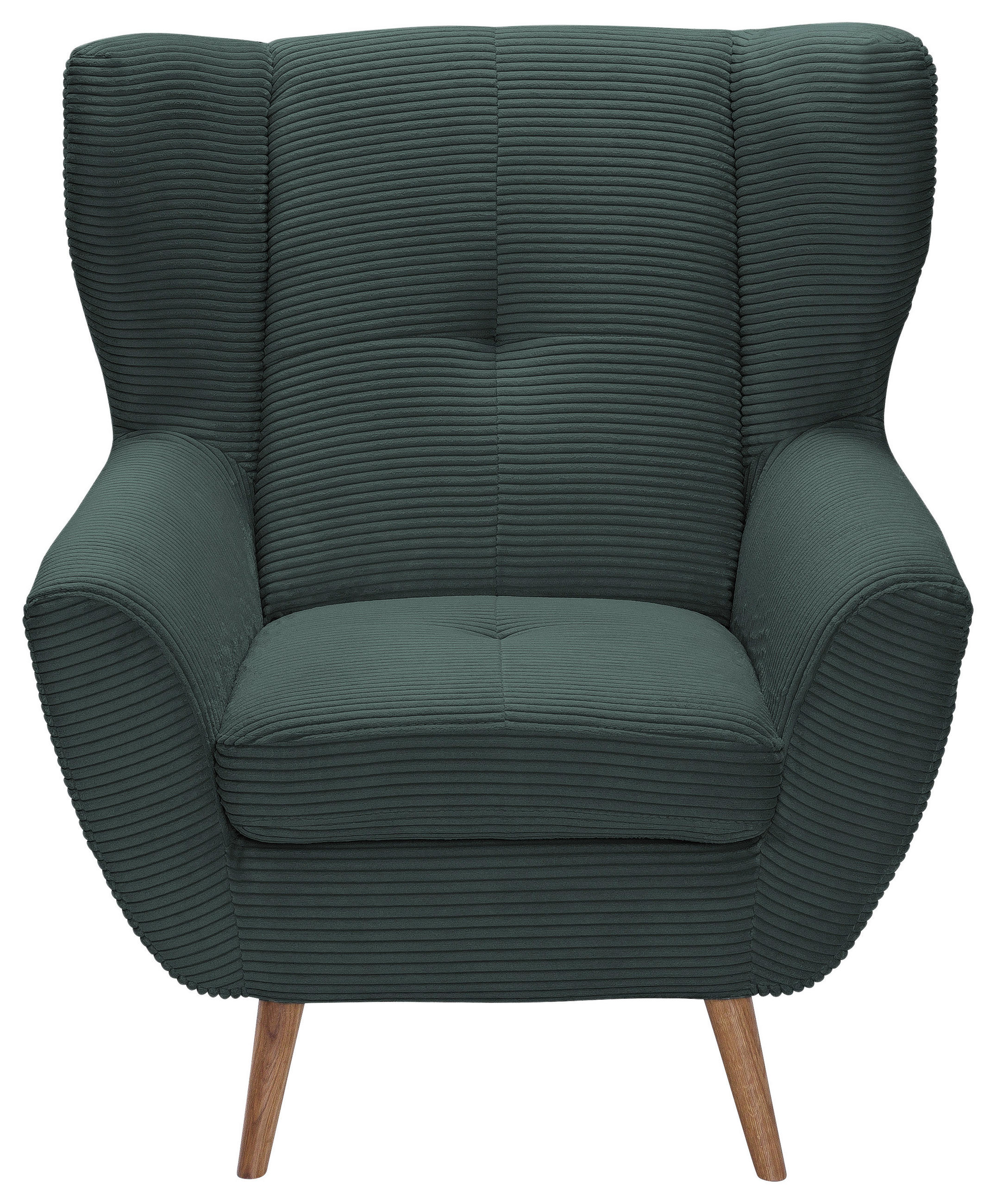 OHRENSESSEL in Cord Dunkelgrün - Dunkelgrün/Eichefarben, Design, Holz/Textil (90/102/90cm) - Stylife