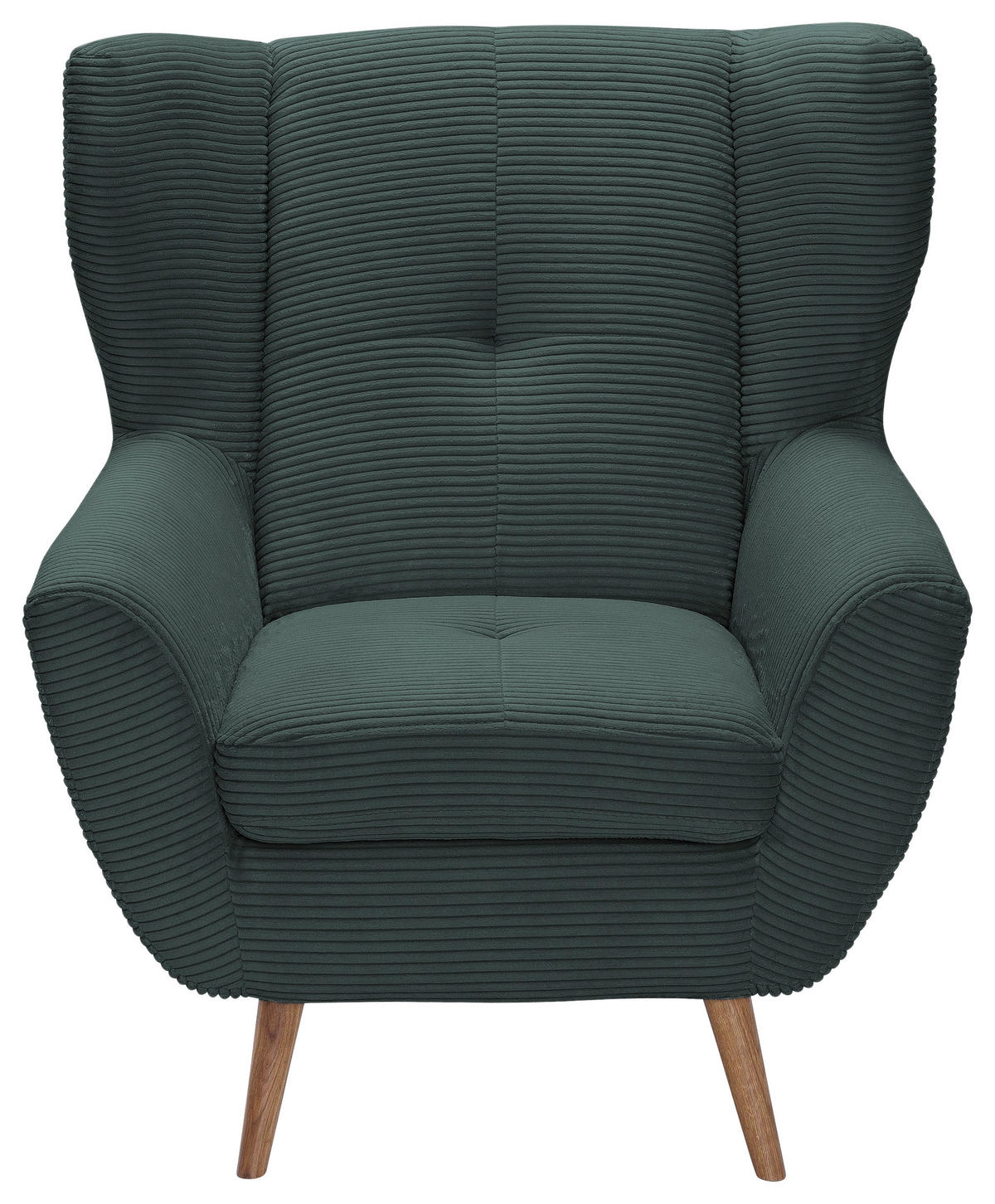 OHRENSESSEL in Cord Dunkelgrün  - Dunkelgrün/Eichefarben, Design, Holz/Textil (90/102/90cm) - Stylife