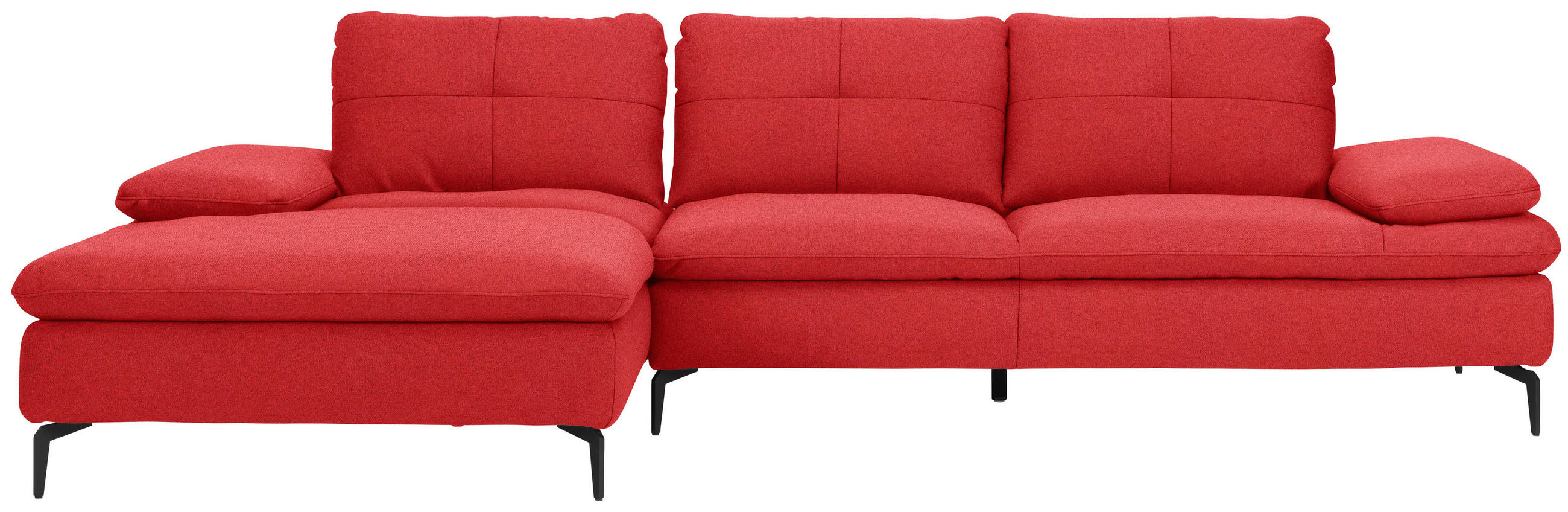 ECKSOFA in Webstoff Hellrot  - Hellrot/Schwarz, Design, Textil/Metall (179/301cm) - Chilliano