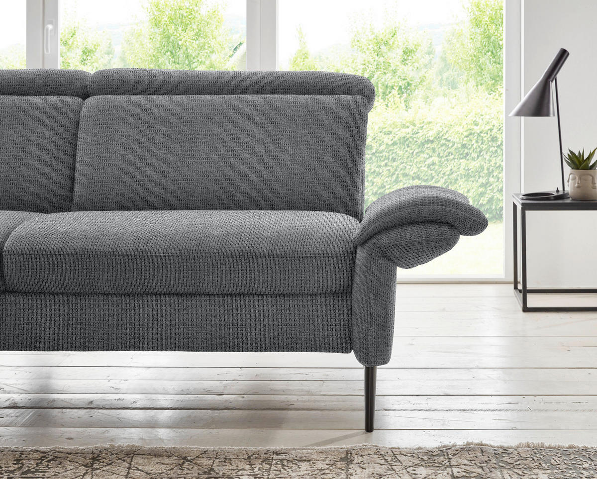 ECKSOFA in Struktur Anthrazit  - Anthrazit/Schwarz, Modern, Textil/Metall (235/275cm) - Cantus