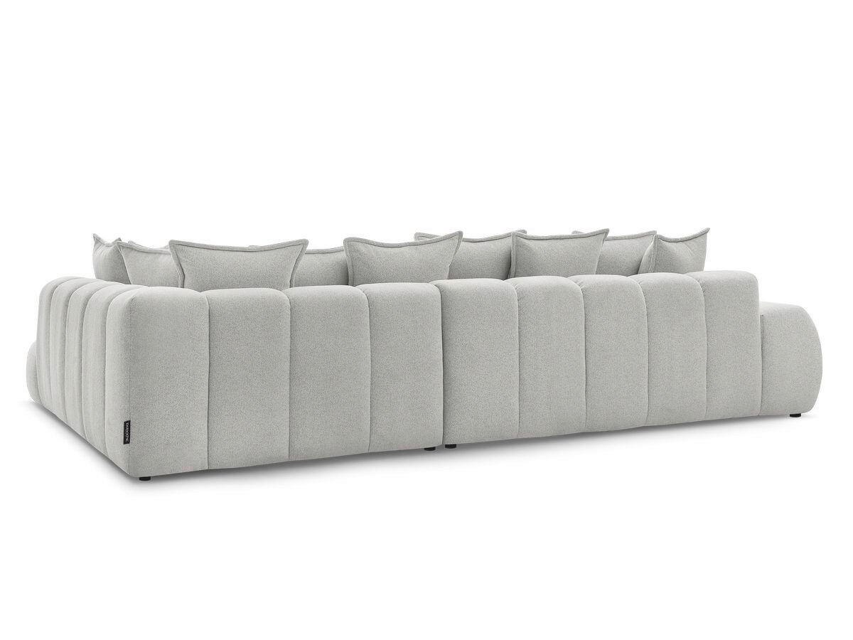 ECKSOFA Ottomane rechts  EVEREST Hellgrau Flachgewebe  - Hellgrau/Schwarz, MODERN, Kunststoff/Textil (352/210cm)