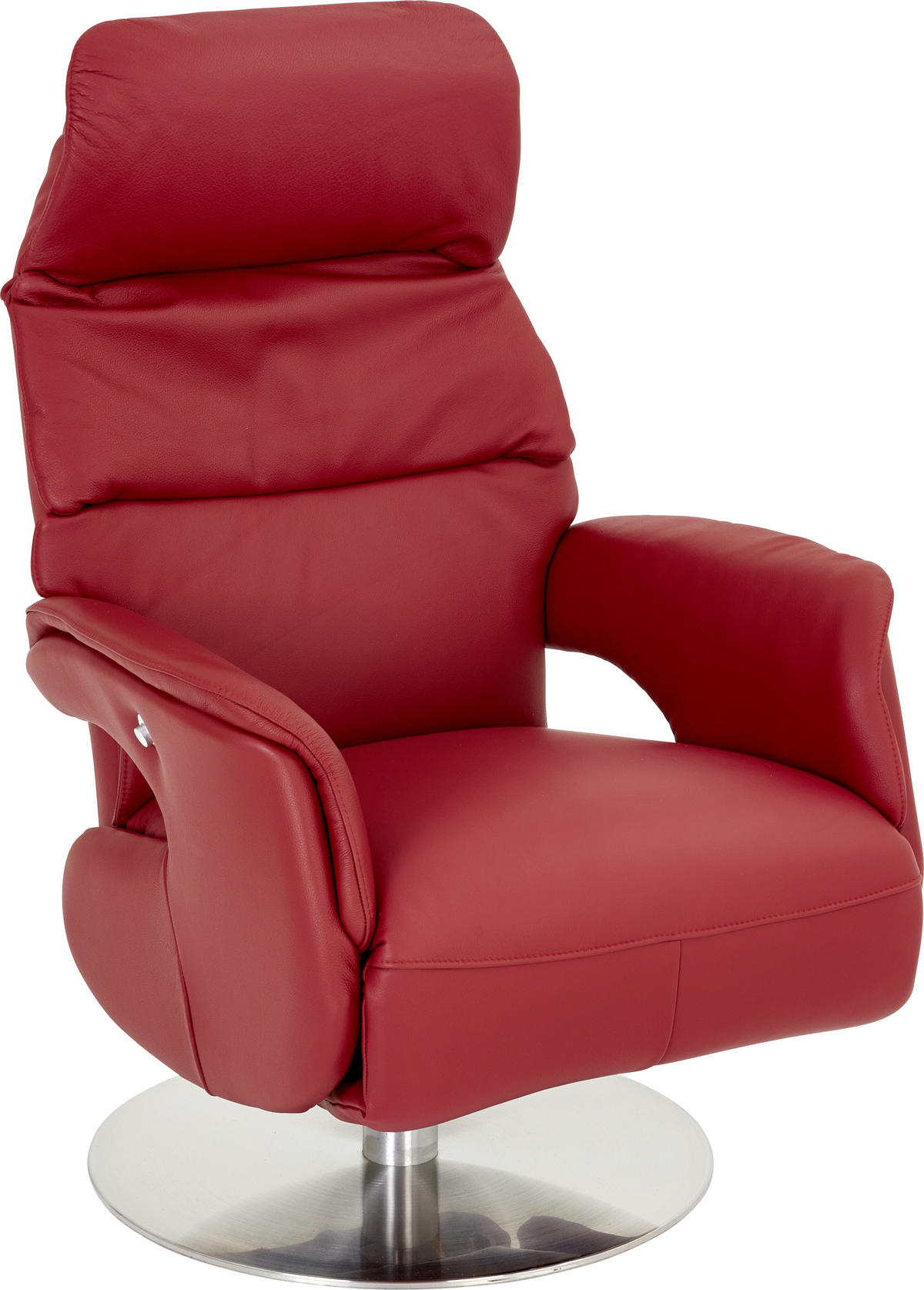 RELAXSESSEL in Metall, Leder Rot, Edelstahlfarben  - Edelstahlfarben/Rot, Design, Leder/Metall (71/107/80cm) - Welnova