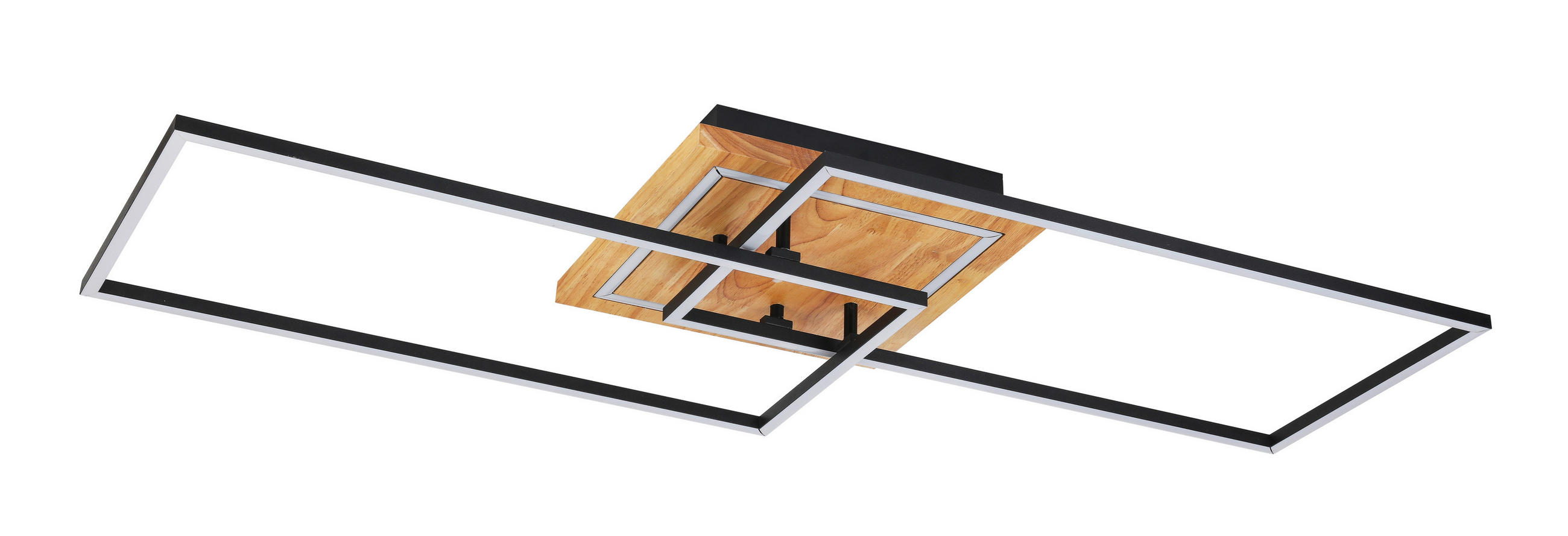 Thumbnail - Novel Led-Deckenleuchte Haruto, Natur, Schwarz, Holz, Metall, Kunststoff, Eiche, massiv, Uni,Uni, 46x11x86 cm, Farbtempe...