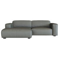 ECKSOFA Dunkelgrau Echtleder Rücken echt  - Dunkelgrau/Schwarz, Design, Leder/Holz (171/252cm) - Livetastic